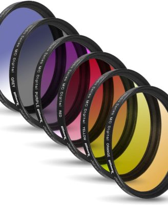 37MM Ultimaxx Professional Six Piece Gradual Color Filter Kit (Orange, Yellow, Blue, Purple, Red, Grey) for Camera Camcorder Lens with 37MM Filter Thread and Protective Filter Pouch