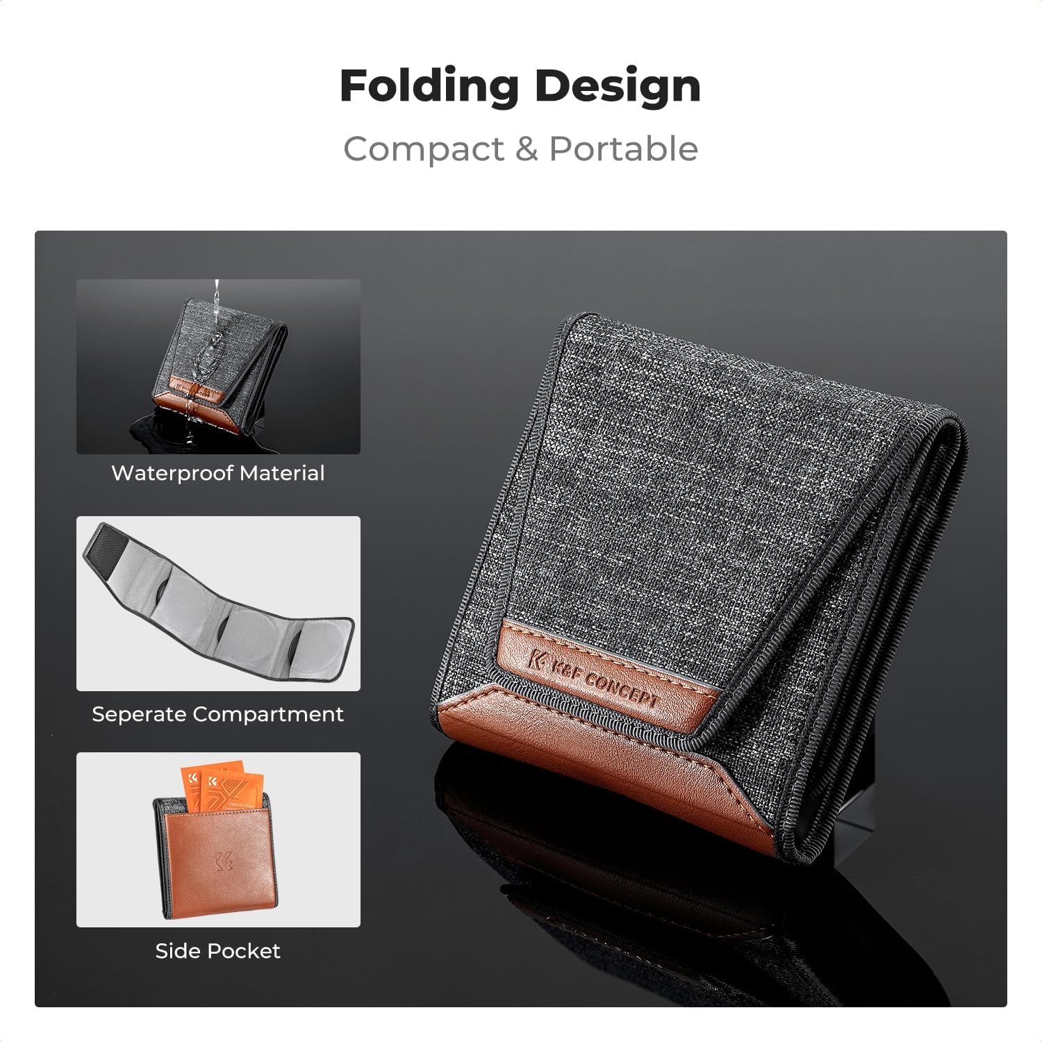 K&F Concept 55mm UV/CPL/ND Lens Filter Kit (3 Pieces)-18 Multi-Layer Coatings, UV Filter + Polarizer Filter + Neutral Density Filter (ND4) + Cleaning Cloth+ Filter Pouch for Camera Lens (K-Series) - Image 8